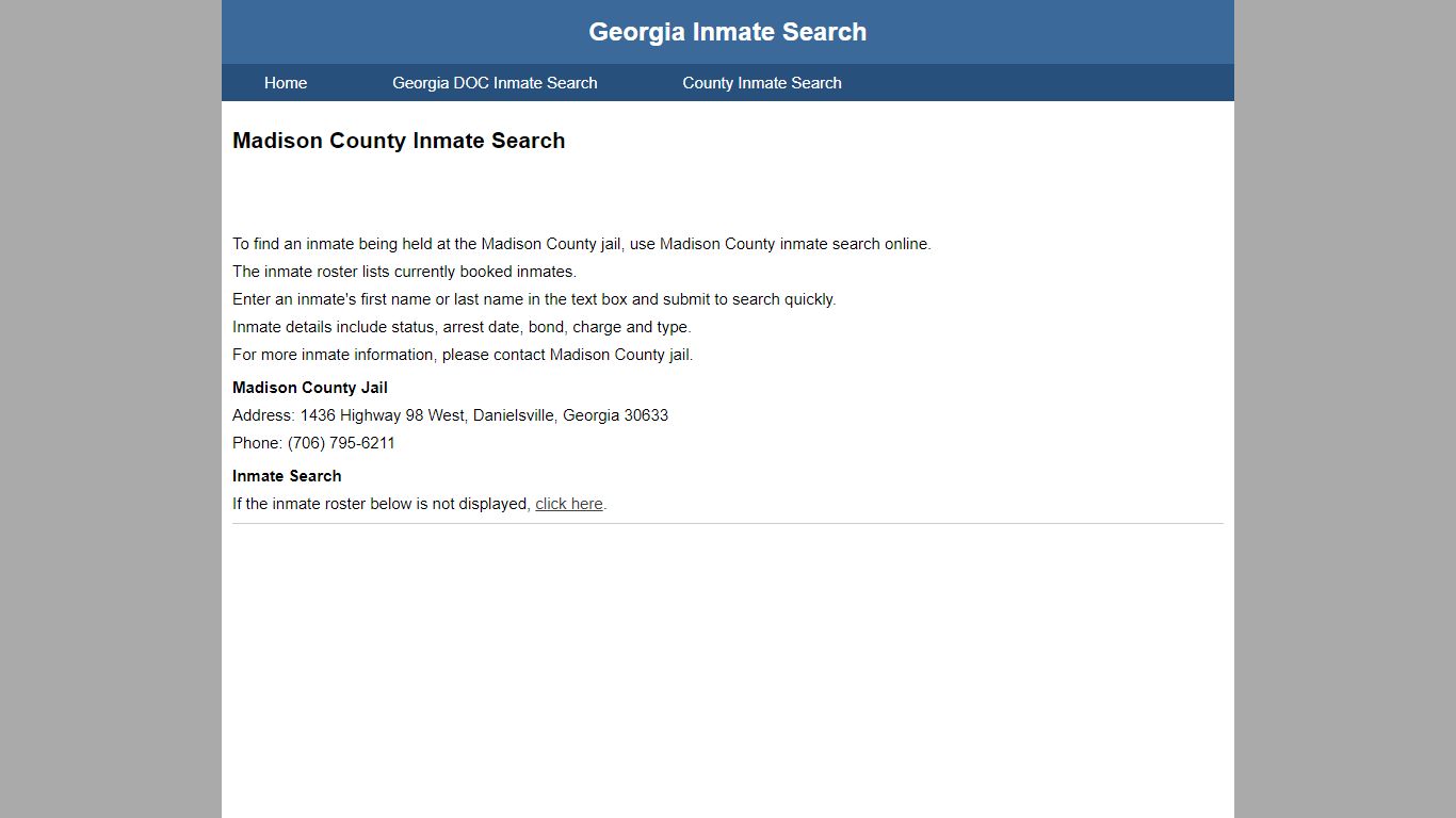Madison County Jail Inmate Search