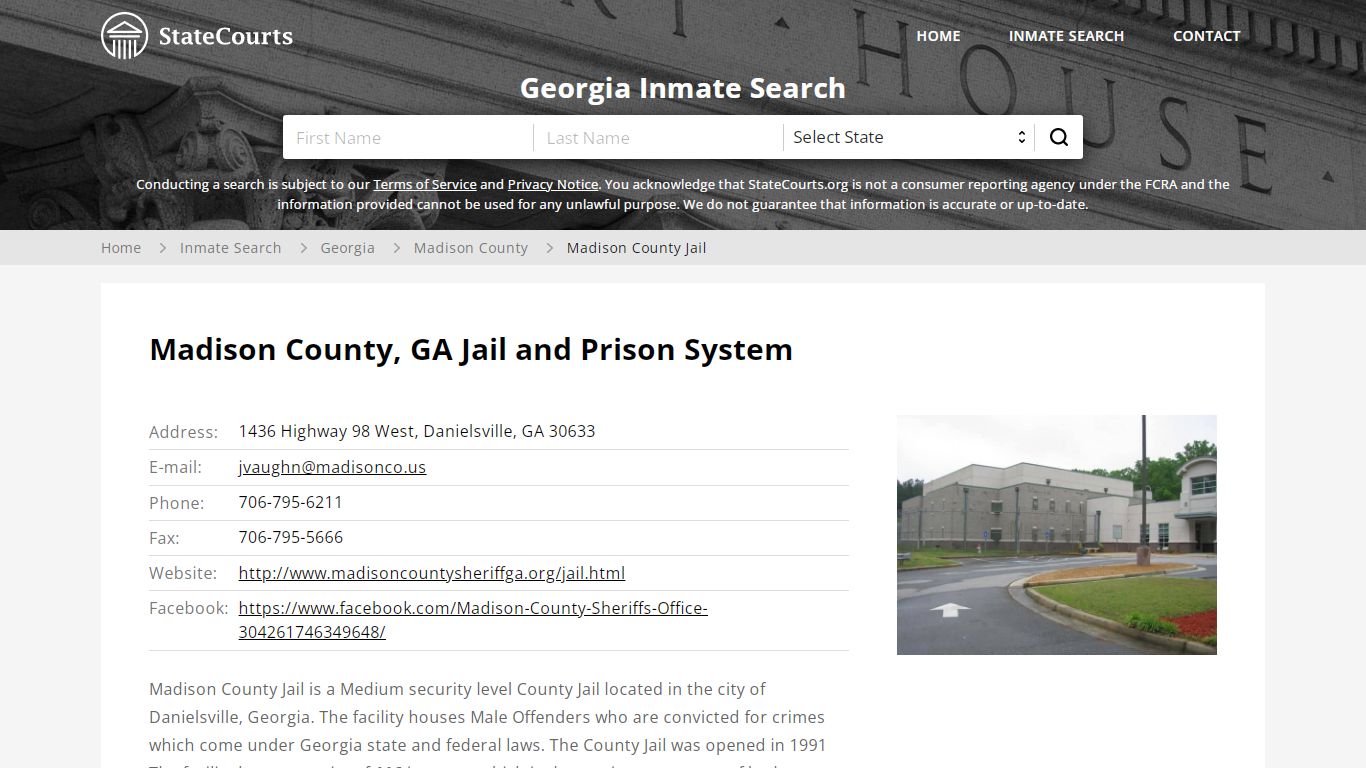Madison County Jail Inmate Records Search, Georgia ...